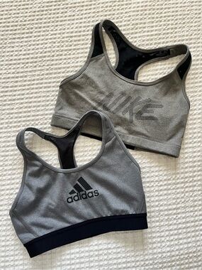 Nike & Adidas Gray and Black Athletic Sports Bras - Small